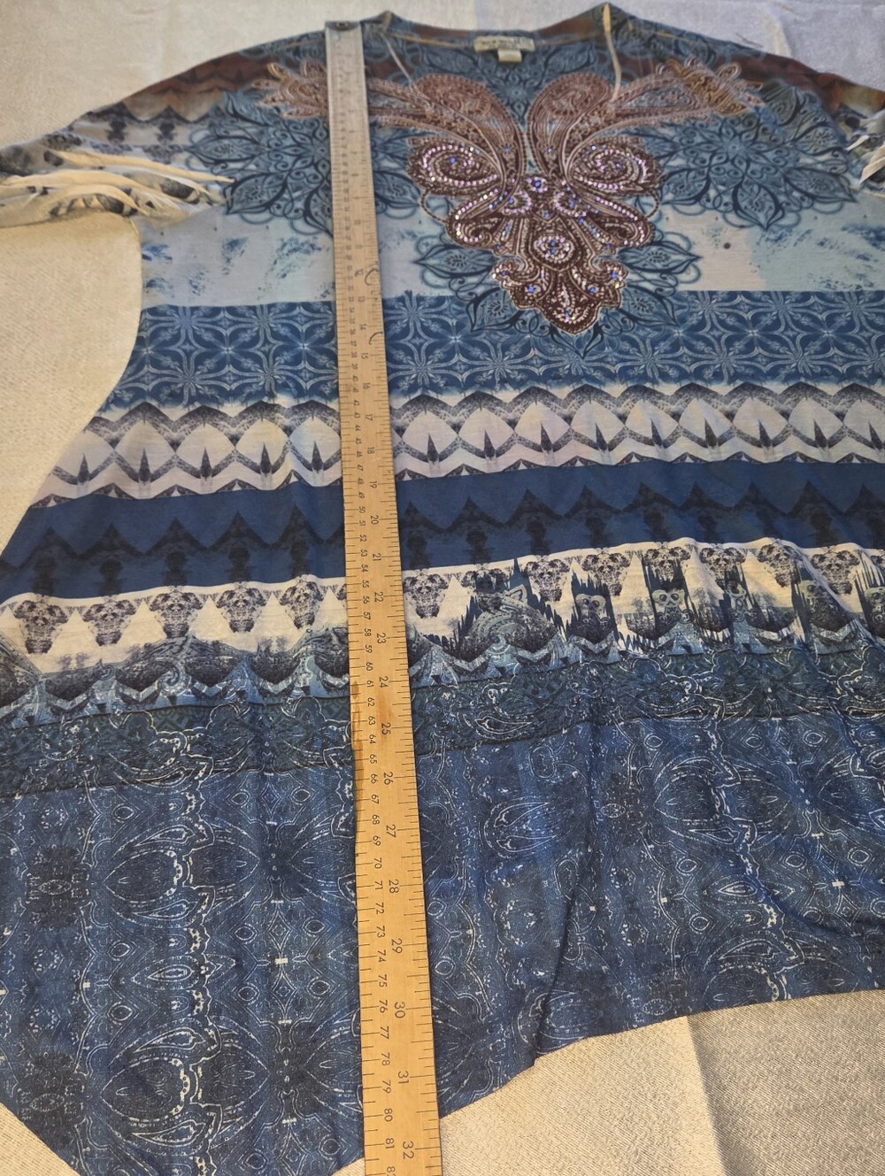 One World XL Blue Patterned Paisley Tunic Top - Picture 5 of 9
